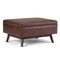 Simpli Home Owen Small Coffee Table Ottoman in Distressed Vegan Leather